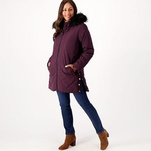 Nuage Faux Fur Lined Quilted Parka with Hood Medium​​​​
